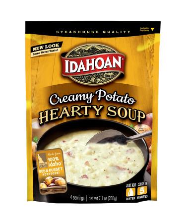 Idahoan Creamy Potato Hearty Soup, Made with Gluten-Free 100-Percent Real Idaho Potatoes, 7.1 oz Pouch (Pack of 8)