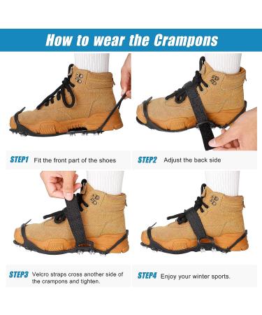 Ice Snow Grips Traction Cleats for Shoes & Boots - Anti-Slip Crampons with 11 Studs - S, M, L, XL (Men 5-8/ Women 7-10) - Buy Online on SooperMarket.com