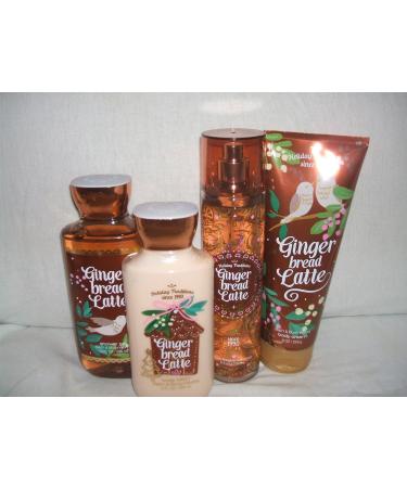 Bath & Body Works GINGER BREAD LATTE fragrance mist 8 fl oz.  body cream 8 oz.  body lotion 8 fl oz. & shower gel 10 fl oz.