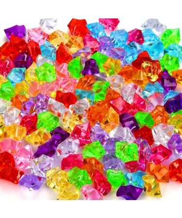 180-190pcs Premium Multicolored Fake Crushed Ice Rock Plastic Gems Jewels Acrylic Ice Rock Crystals Treasure Fake Diamonds Plastic Ice Cubes for Kids Toy Decoration Wedding Display Vase Fillers Crafts