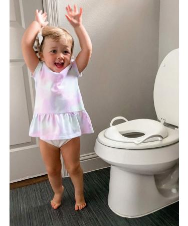Nuby Easy Grip Safety Toilet Seat Trainer with Integrated Splash Guard for Toddlers & Kids, White 2nd Stage White