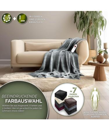 Sinnlein Heating Ceiling - T V S d GS Checked 160x120cm Electrical Thermal Blanket with Timer 9 Heat Levels Washable Digital Display - Cuddly Light Gray Cover - Buy Online on SooperMarket.com