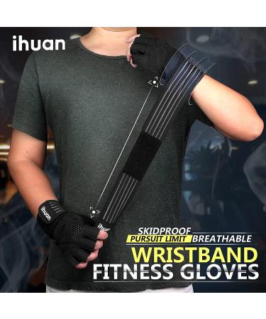 iHuan Ventilated Weight Lifting Gloves with Wrist Wrap Support - Full Palm Protection for Men & Women - Ideal for Weightlifting, Training, Fitness - Black (Large) - Buy Online on SooperMarket.com
