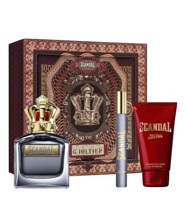 Jean Paul Gaultier Scandal 3-Piece Set for Men (3.4 Oz Eau De Toilette Spray + 2.5 Oz Shower Gel + 0.34 Oz Eau De Toilette)
