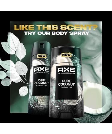 AXE Fine Fragrance Collection Deodorant Stick Pure Coconut 4 count with 48H Freshness and Odor Protection Deo Stick Infused with Coconut Eucalyptus and Oak Essential Oils 2.6 oz - Buy Online on SooperMarket.com