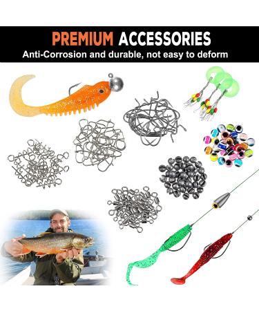 PLUSINNO 201pcs Fishing Accessories Kit in Tackle Box - Hooks, Weights, Split Shot Gear for Bass, Trout, Catfish - Buy Online on SooperMarket.com