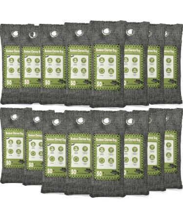 Activated Bamboo Charcoal Air Purifying Bags(Large 16 50g) Charcoal Odor Absorber for Strong Odor Activated Charcoal Odor Absorber for Closet Shoe Car Basement Musty Odor Eliminator Deodorizer