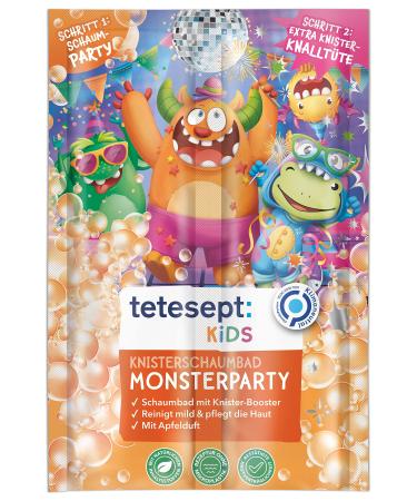 Teteseept Kids cracking foam bath monster party-nourishing bathing additive for children from 3 years-bubble bath with a crackling effect-12 x 45 g Kids foam bath monster party
