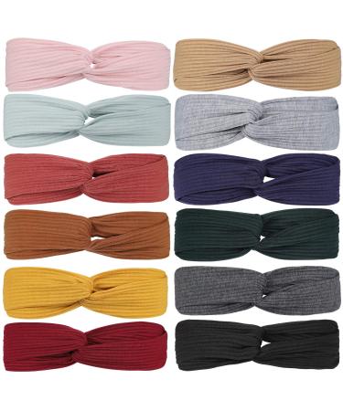 12 Pcs Meartchy Boho Headbands for Women  Womens Bandeau Headbands Beach Headbands  Head Bands Women Hair  Floral Vintage Twisted Criss Cross Elastic Head Wrap Hair Accessories