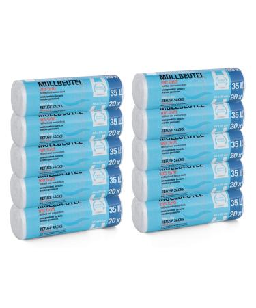 200 pieces of Premiumline garbage bags: 35 liters 10 pack size: 54 x 63 cm - particularly tear -resistant and waterproof - with a stretcher handle/handle 35 liters 200 pieces (1 Pack)