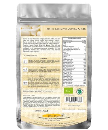 UHTCO Peruvian Harvest Organic Raw Sprouted Quinoa Powder 250g - Premium Superfood from Peru for International Shipping - Buy Online on SooperMarket.com