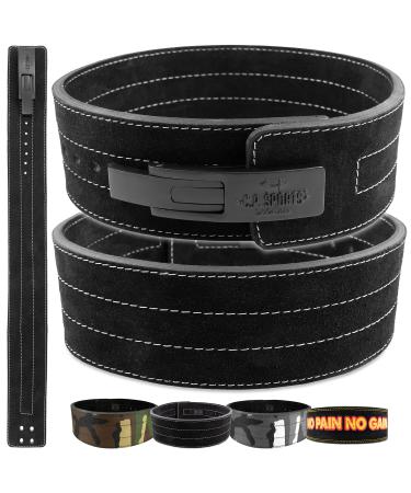 C.P.Sports powerlifting belt leather with power buckle - professional belt training belt weight lifting belt fitness belt bodybuilding weight lifting competition M 69-92cm black