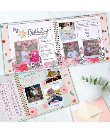 RubyRoo Baby Memory Book for Girls - 60 Page Hardcover Scrapbook for First 5 Years - Keepsake Photo Album and Milestone Journal - Perfect Baby Shower Gift - Buy Online on SooperMarket.com