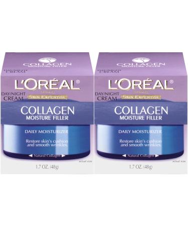 L'Oreal Paris Skincare Collagen Face Moisturizer, Day and Night Cream, Anti-Aging Face, Neck and Chest Cream to smooth skin and reduce wrinkles, 1.7 oz Pack of 2 Moisturizer 1.7 Ounce (Pack of 2)