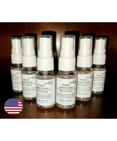 KeriCure Travel Size Super Moisturizing Hand Sanitizer Sprays PACK of 6 Travel 1oz Bottles Fresh Peppermint Essential Oil Aloe Vitamin E Natural Cellulose Woman Owned Small Biz Made in the USA