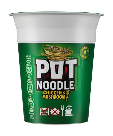 Pot Noodle Chicken & Mushroom vegetarian noodles Standard quick to make noodles 90 g