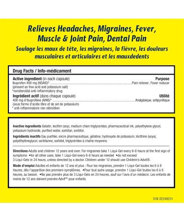 Advil Extra Strength Ibuprofen Pain Relief Liquid-Gels Fast Acting Pain Relief for Migraine Back Neck Joint and Muscle Relief 400mg (24 Count) 24 Count (Pack of 1) Pain Relief Liquid-Gels - Buy Online on SooperMarket.com