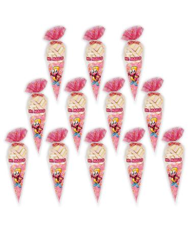 Mr. Mallo Marshmallow pointed bag |Foam sugar colorful mix for birthdays carnival parties |Practical with clip closure (12x250g) 250 g (12 pack)