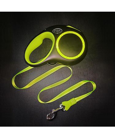 Fida Retractable Dog Lead 5m/16ft for Large Dogs up to 50KG - Green Reflective Ring, Ideal for Daily Walking - Buy Online on SooperMarket.com