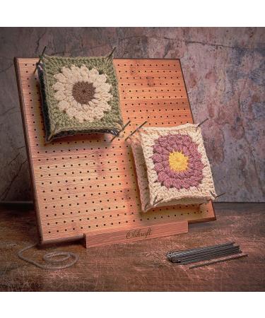 Olikraft Handcrafted Wooden Blocking Board - Excellent Gifts for Knitting Crochet and Granny Squares Lovers - Full Kit with 50 4-inches Stainless Steel Rod Pins  Stand Included (11 inches) - Buy Online on SooperMarket.com