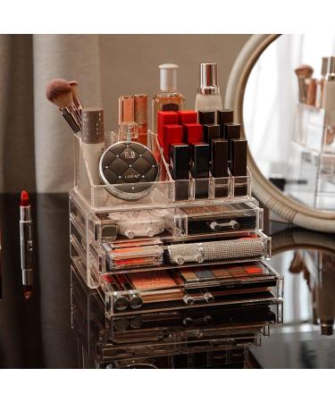 Cq acrylic Clear Makeup Organizer & Storage 4 Drawers - Set of 2 | Cosmetic & Jewelry Display Case for Beauty Skincare Products - Buy Online on SooperMarket.com