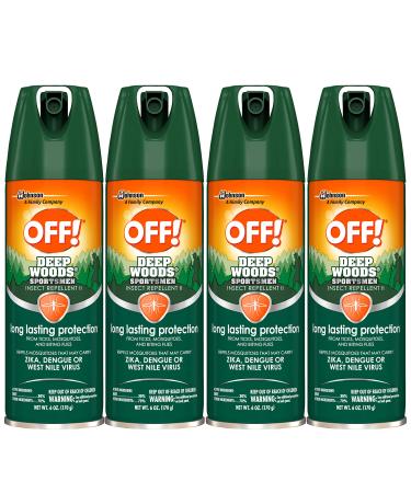 OFF! Deep Woods Sportsmen Insect Repellent Aerosol, Bug Spray Containing 30% Deet, Protects Against Mosquitoes, 6 oz (Pack of 4)