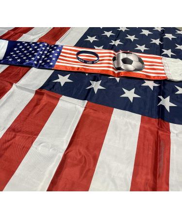USA Soccer Scarf & Flag Set with Bracelet - Patriotic Red, White, and Blue Kit - Buy Online on SooperMarket.com