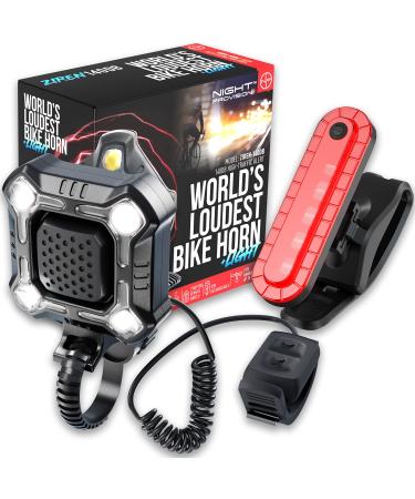 ZIREN 140dB High-Traffic Bike Horn & LED Light Super Loud Electric Horn 120-140dB for Max Safety Alert w/ Remote Switch USB Rechargeable