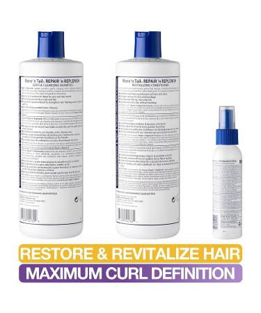 Mane 'n Tail Sulfate Free Repair & Replenish for Natural & Curly Hair | Vegan Curl Defining System | 15.2 oz Set with Detangler - Buy Online on SooperMarket.com