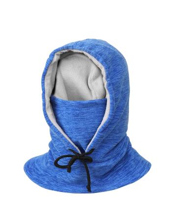 Yr.lover winter storm hood thick fleece with hood fleece hood thermo sport ski mask cold weather face cover hats unisex windproof mask neck protection hats unit size blue