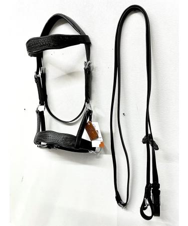 Amazing Horse Stuff Sidepull Bridle - Designer Hand Carving Curved Riding Straps | Full Cob Pony - International Shipping Available - Buy Online on SooperMarket.com