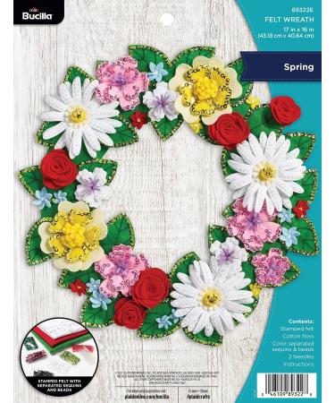 Bucilla  Spring  Felt Applique Wreath  17 x 16