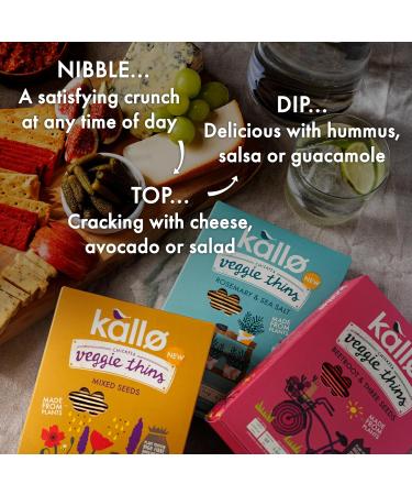 Kallo Mixed Seeds Veggie Thins Crackers | Healthy Snacks High Fibre Gluten Free Plant Protein & Baked |100g Single Pack - Buy Online on SooperMarket.com