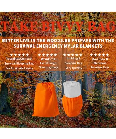 BESTHUNTINER Emergency Sleeping Bag - Lightweight, Waterproof, Reusable Thermal Bivy Sack Shelter Kit - Orange - Buy Online on SooperMarket.com