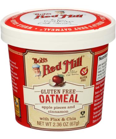 Bob's Red Mill Gluten Free Oatmeal Cup Apple pieces and Cinnamon with Flax and Chia 2.36 oz