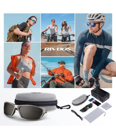 Rivbos Polarized Cycling Sunglasses for Men & Women - Lightweight TR90 Frame UV400 Protection for Hiking Running Golf & Fishing - RB831 Silver & Black - Buy Online on SooperMarket.com