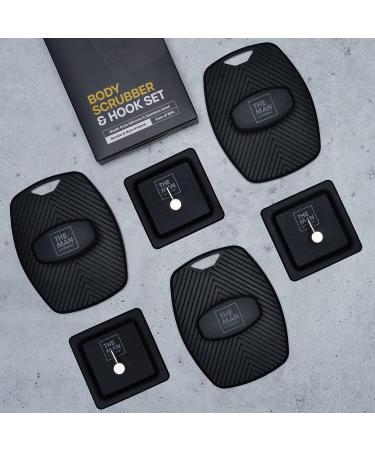 Man Body Scrubber & Hook Set - Silicone Shower Scrubber for Men - Hygienic & Easy to Clean - Invigorating Bristles - Non-Slip Handle - Bathroom Accessory - Buy Online on SooperMarket.com