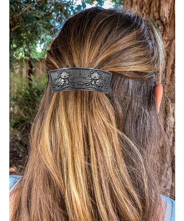 Water Lily Hand Crafted Metal Barrette | Medium 70mm Clip | Made in USA by Oberon Design - Buy Online on SooperMarket.com