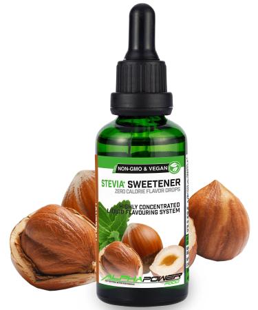 Alphapower Food |Stevia sugar -free flavor drops hazelnut |100% natural liquid aroma + sugar substitute for water muesli desserts smoothies natural hazelnut aroma 50.00 ml