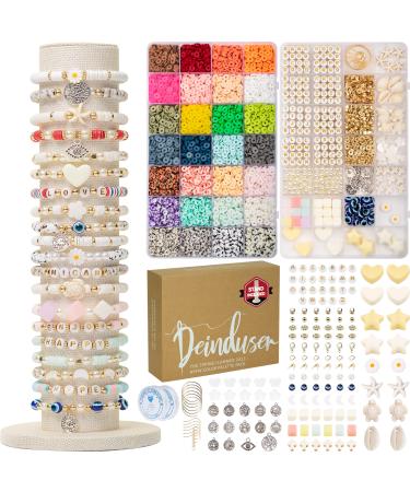 Deinduser Bracelet Making Kit - Jewelry kit with Stand 28 Colors Polymer Clay Beads for Adults Heishi Disc