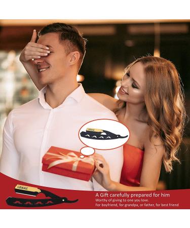 Lisaaz Straight Razors for Men - 100 Blades, Black Stainless Steel, Professional Finish - Quality Mens Shaving Razors - Navajas para Barbero - 4.8 inch Matte Black Gold Clip - Buy Online on SooperMarket.com