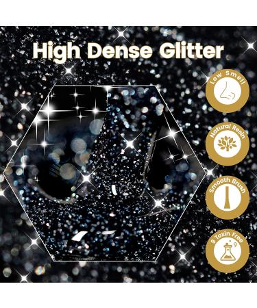 YTD Likomey Reflective Glitter Gel Nail Polish 15ml - Black Flash Diamond Disco DJ Shimmer UV Gel Varnish - Salon Quality Sparkly Soak Off Nail Polish - 0.5 Fl Oz (Pack of 1) - Buy Online on SooperMarket.com