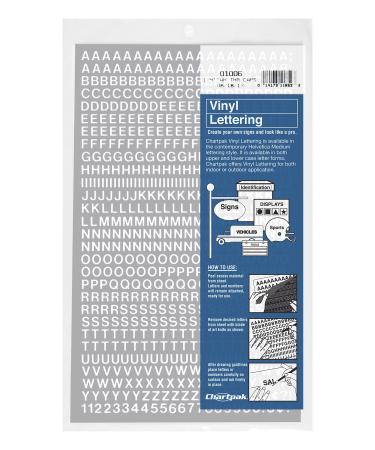 Chartpak Self-Adhesive Vinyl Capital Letters and Numbers, 1/4 Inches High, White, 610 per Pack (01006) 1/4 Inch High White