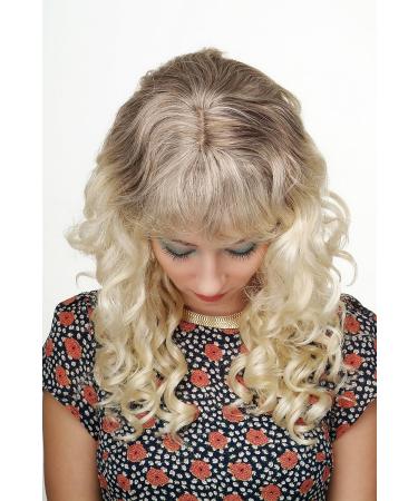 WIG ME UP - Lady's Sexy Ombre Brown Wig with Platinum Tips Curls & Bangs - 55 cm | Shop Now for International Shipping! - Buy Online on SooperMarket.com