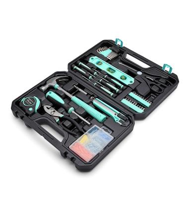 Amazon Basics Household Tool Kit with Tool Storage Case - 142-Piece, Turquoise Turquoise Tool Kit