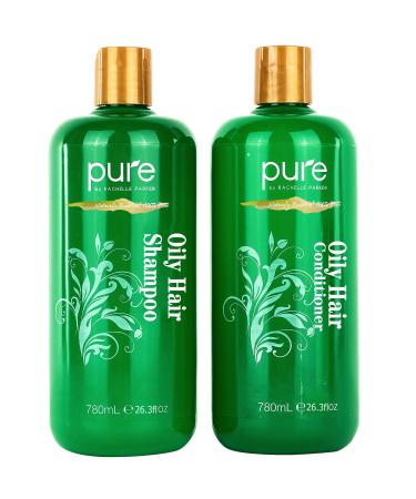 Oily Hair Shampoo & Conditioner Set for Oily Hair. Hair Strengthener & Itchy Scalp Shampoo Treatment. Natural Oily Hair Shampoo for Women & Men. No Sulfates - For all Hair Types.