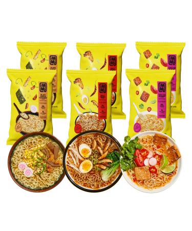 immi Variety Pack Ramen, Black Garlic "Chicken", Tom Yum "Shrimp", Spicy "Beef", 100% Plant Based, Keto Friendly, High Protein, Low Carb, Packaged Noodle Meal Kit, Ready to Eat, 6 Pack