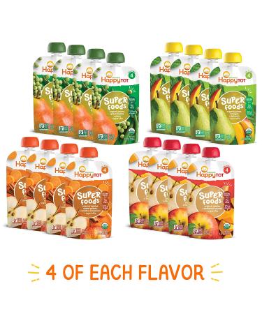 Happy Tot Organics Super Foods Stage 4 Variety Pack - 16 Pouches (4.22 oz each) - Organic Baby Food - Buy Online on SooperMarket.com