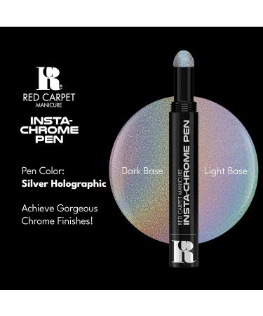 Red Carpet Manicure Insta-Chrome Pen for Mirror Nails | Easy Rub-On Application | Multiple Looks Over Light & Dark Colors | Silver Holographic | 0.02 Oz. - Buy Online on SooperMarket.com
