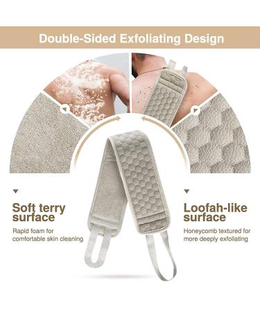 Suntee 2 Pack Exfoliating Back Scrubber Set for Shower - Loofah Back Washer for Men and Women (32.5*3.5 inch) - Buy Online on SooperMarket.com